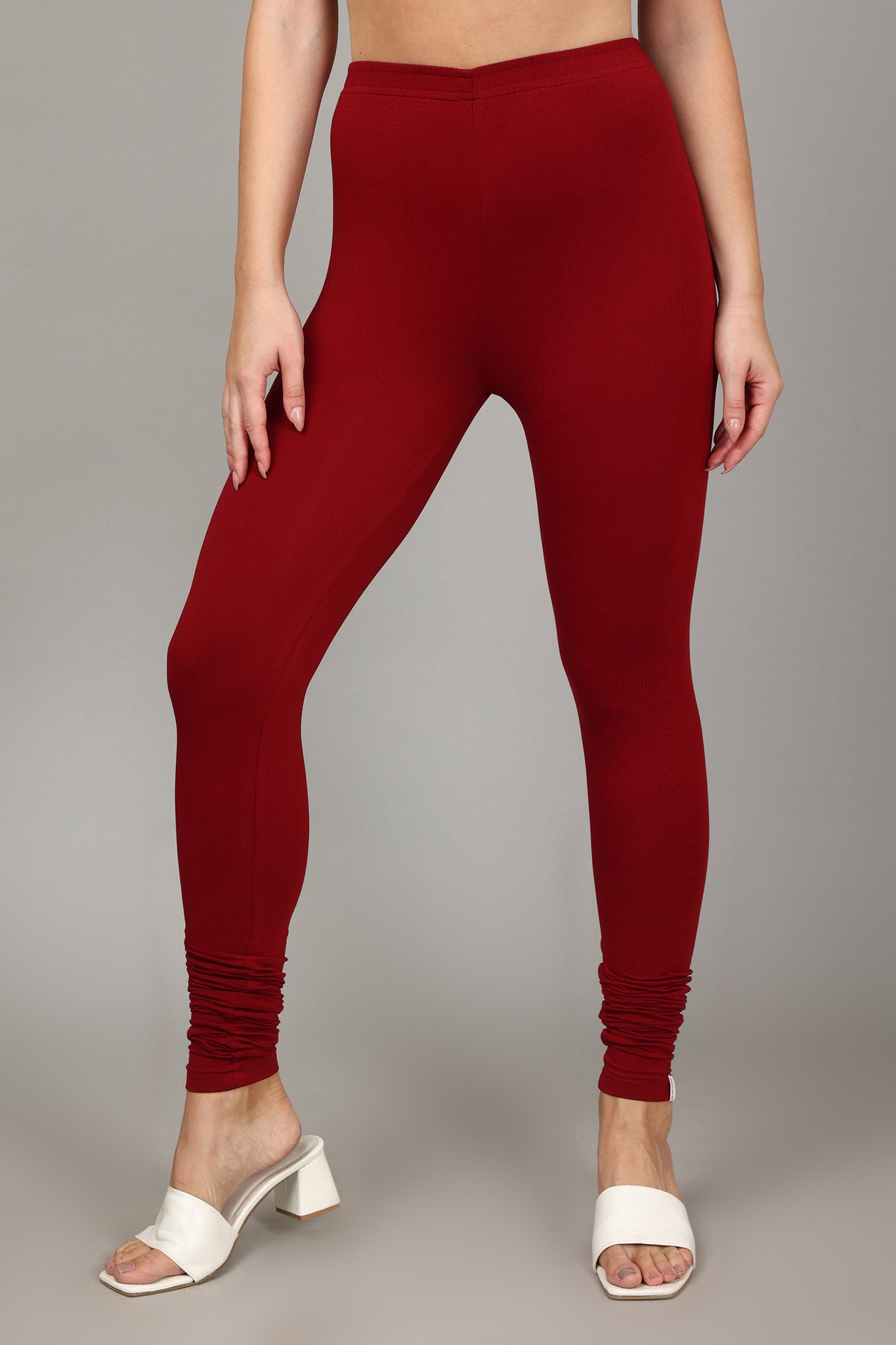 COTTON CHURIDAR LEGGINGS - CHERRY