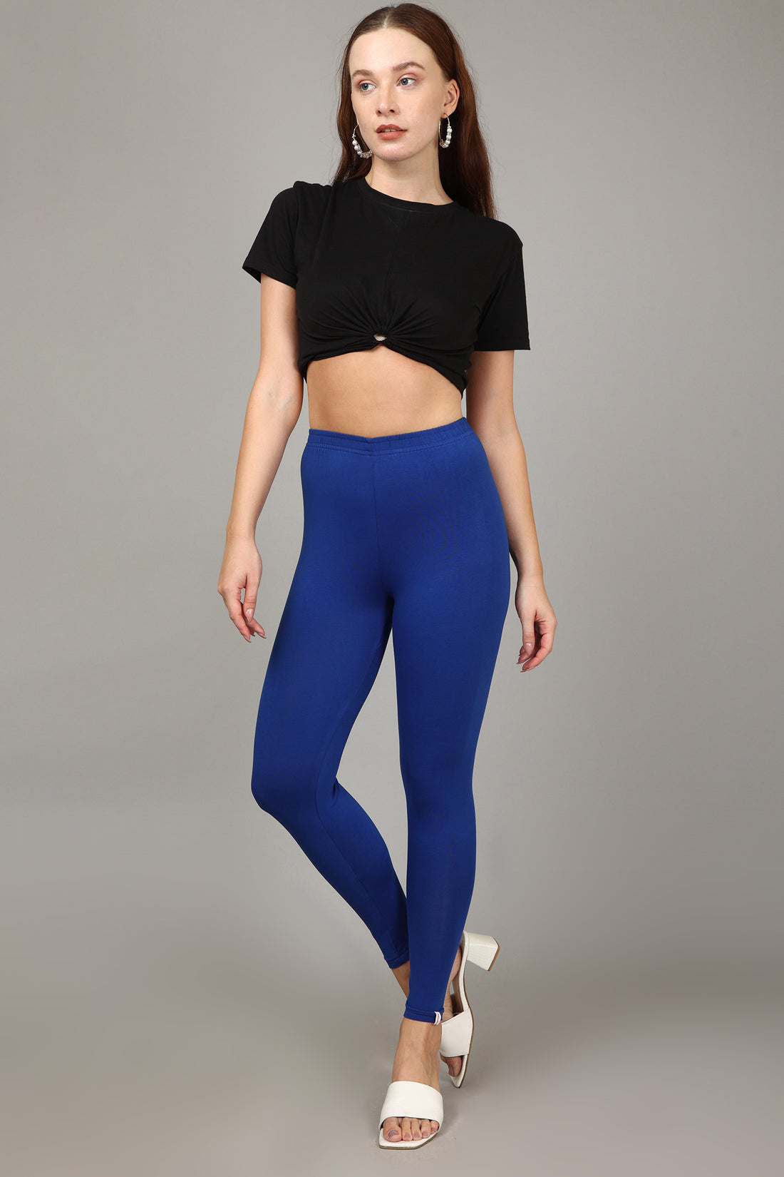 COTTON ANKLE LEGGINGS - ROYAL BLUE