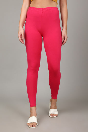 COTTON ANKLE LEGGINGS - PINK