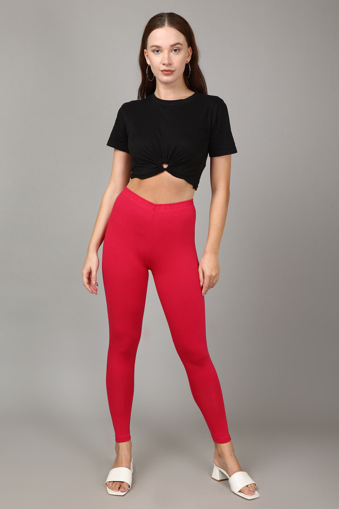 COTTON ANKLE LEGGINGS - FUSHIA