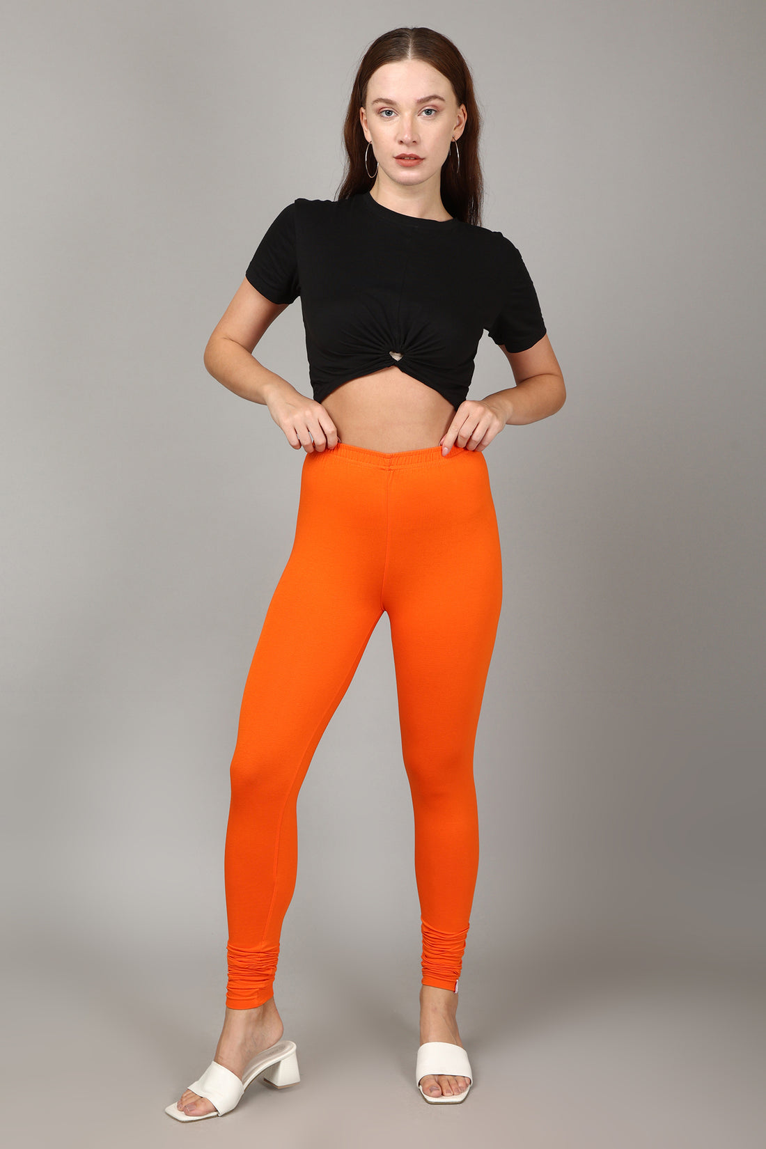 COTTON CHURIDAR LEGGINGS - ORANGE