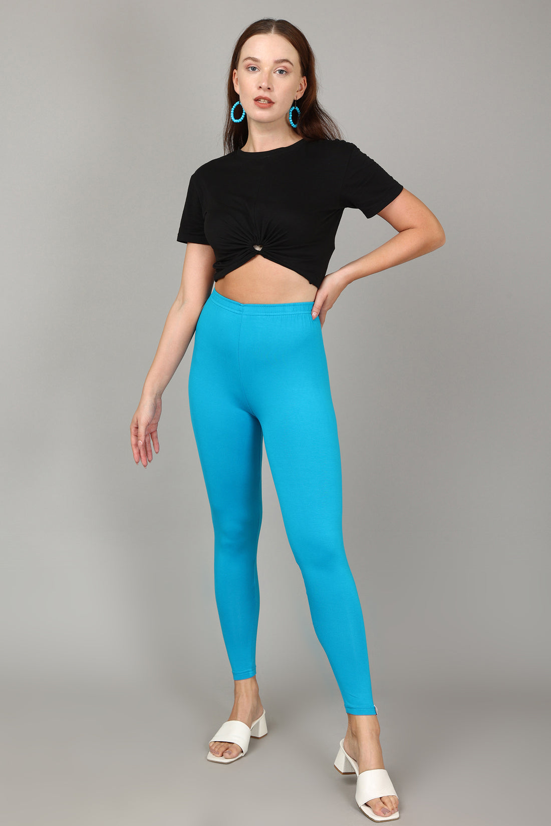 VISCOSE ANKLE LEGGINGS - MARINE BLUE