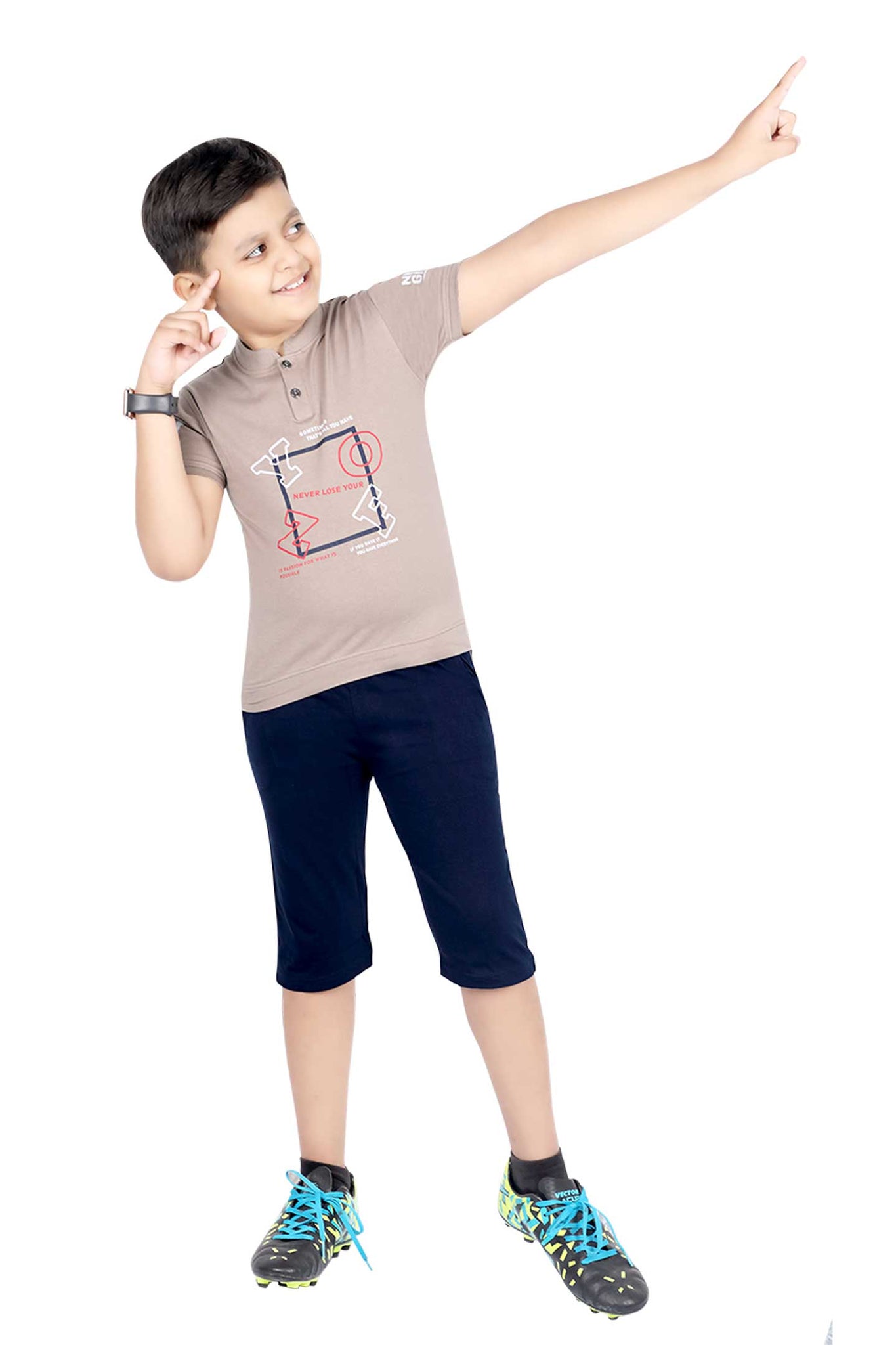 Boys Round Neck Tees With 3/4 Pant - Yahoo