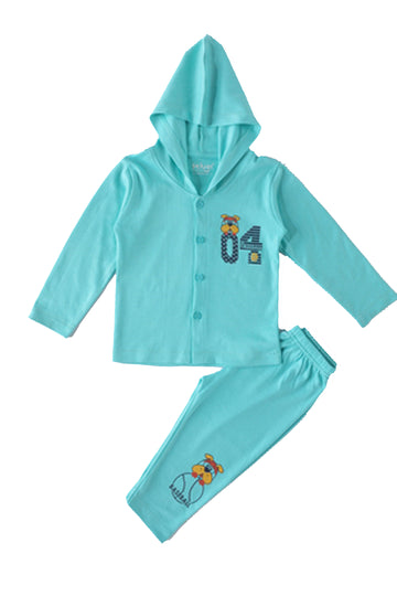 Selvas Infants Unisex Full Sleeve Front Open Top & Pant With Hood 8004