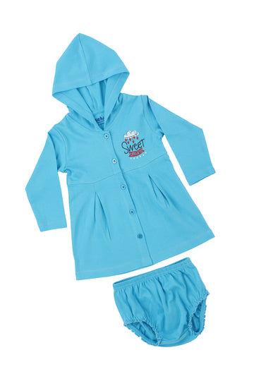 Selvas Infant Girls set top full sleeve skirt & brief with hood - 5030