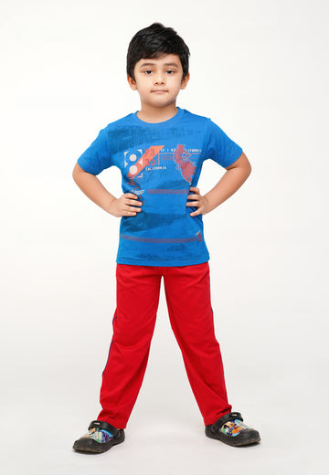 Selvas Boys Round Neck Tees With Full Pant - Camry