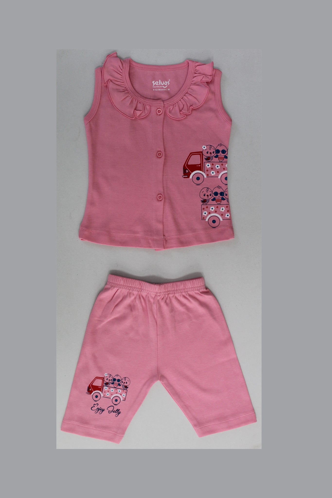 Selvas Infant Girls set front open top with 3/4 pant - 5045