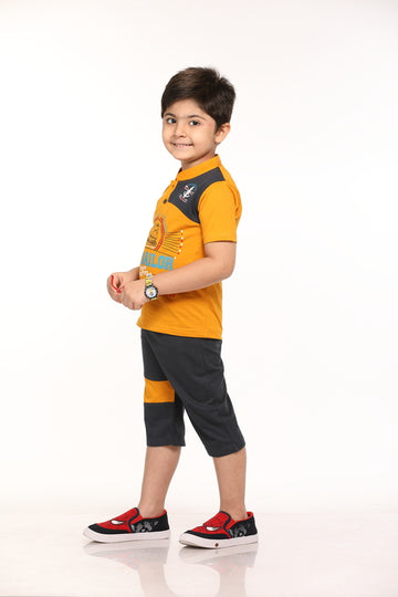 Selvas Boys Round Neck Tees With 3/4 Pant - Ultra