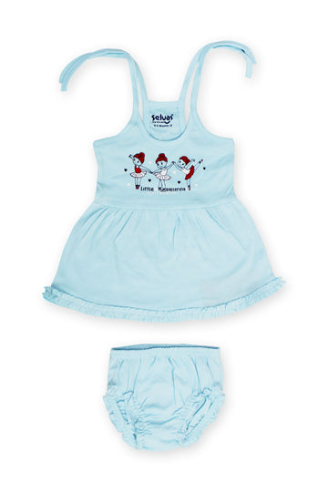 Selvas Infant Girls set top strap knot skirt with brief - 672