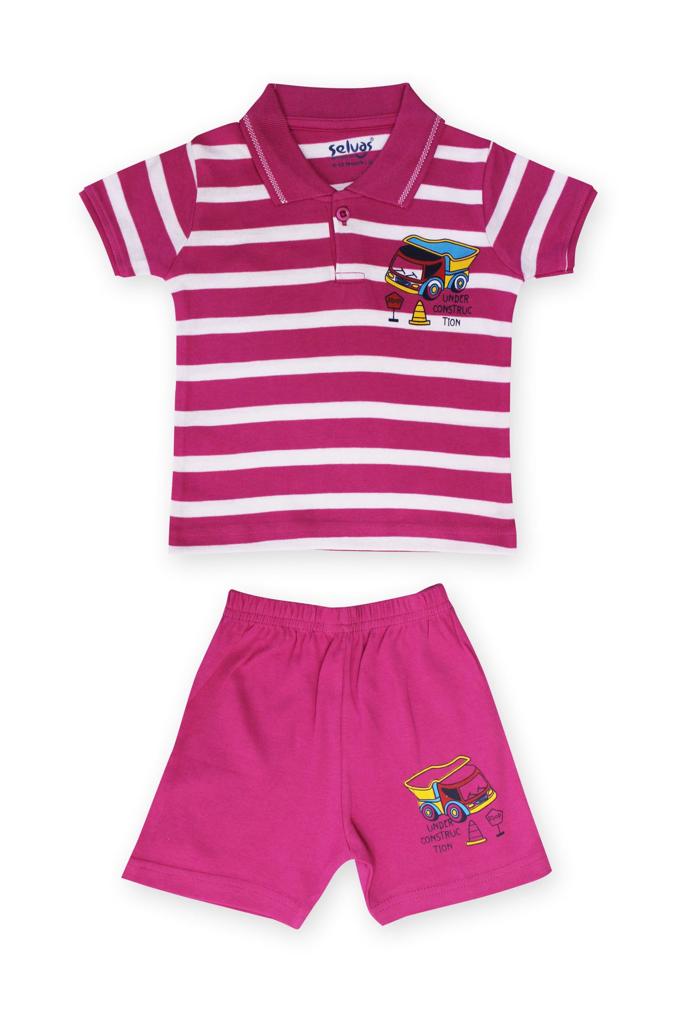 Selvas Infants Unisex Half sleeve Collar Top With Shorts 908
