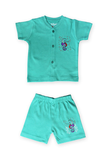 Selvas Infants Unisex Half Sleeve Front Open Top With Shorts 5005