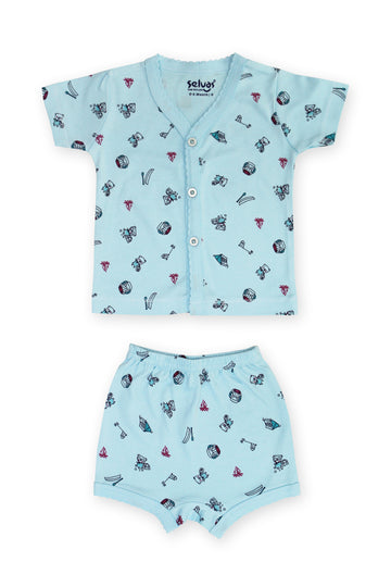 Selvas Infants Unisex front open half sleeve top with shorts - 308